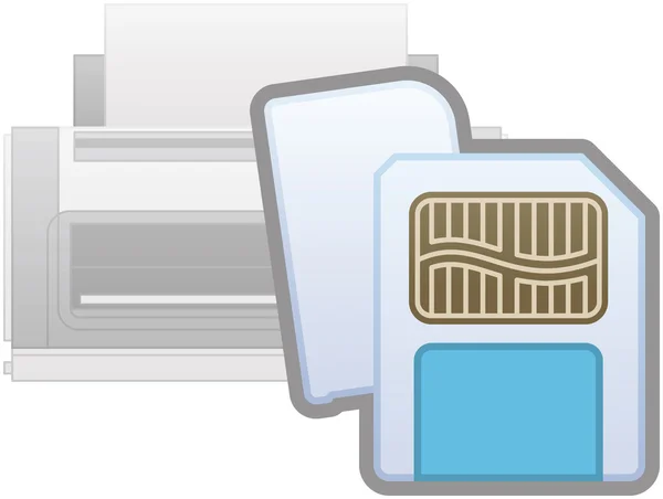Bult-in kaart lezer printerpictogram — Stockvector