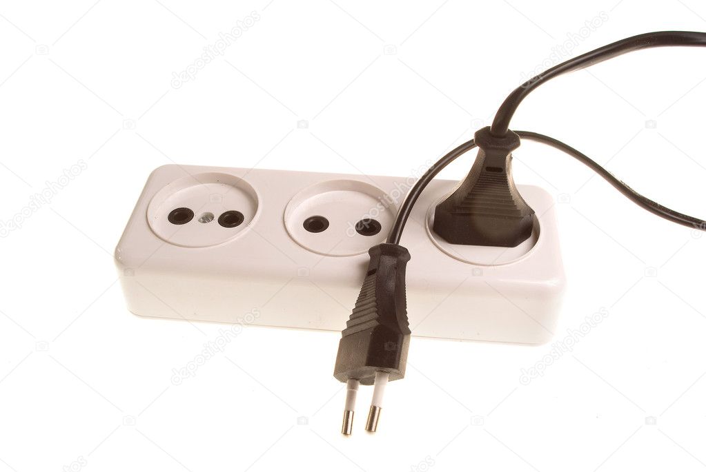 Two black electrical plug into the outlet