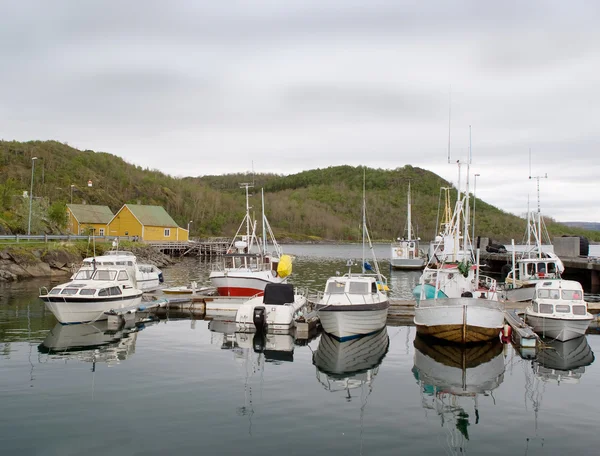 Estacionamento de barcos a motor no mar da Noruega — Fotografia de Stock