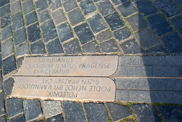 stock image Geographic meridian at the center of Prague