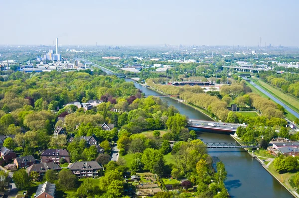 Rijn-herne kanaal en emscher — Stockfoto