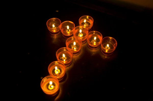 Croce di candele — Foto Stock