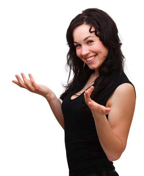 Woman explaining something gesturing with hands