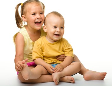 Two children are having fun clipart