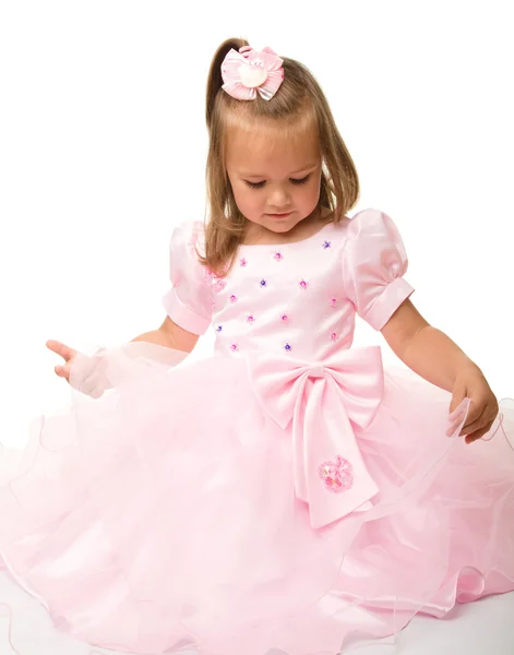 Linda niña en vestido rosa — Foto de Stock