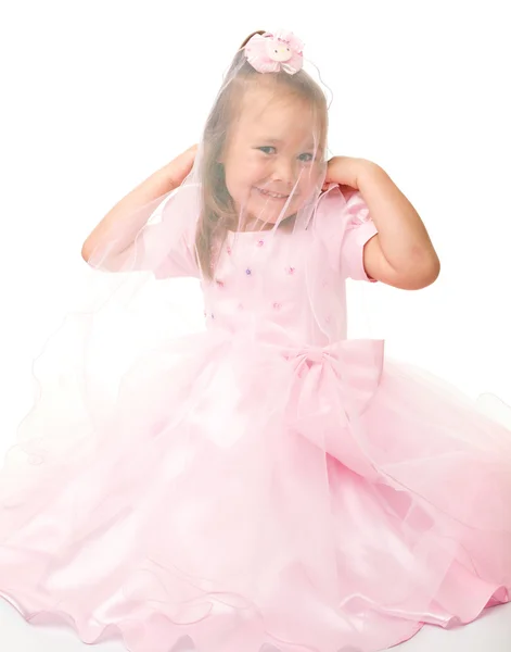 穿着粉红衣服的可爱小女孩 — 图库照片
