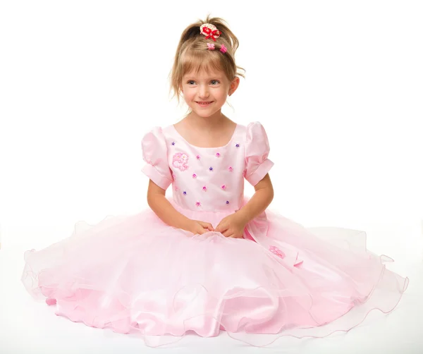 Linda niña en vestido rosa — Foto de Stock