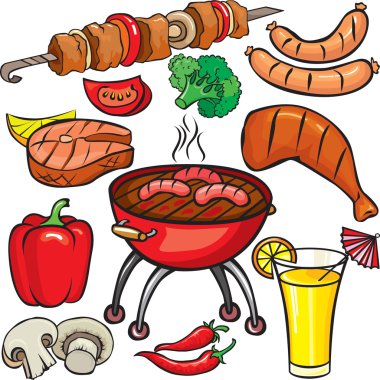 Barbecue icon set clipart