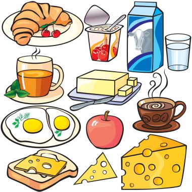 Breakfast icons set clipart