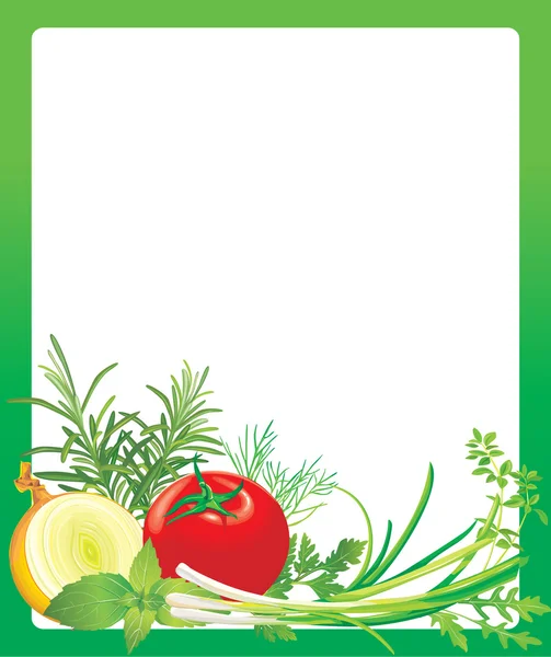 Rahmen mit Gemüse und Kräutern — Stockvektor
