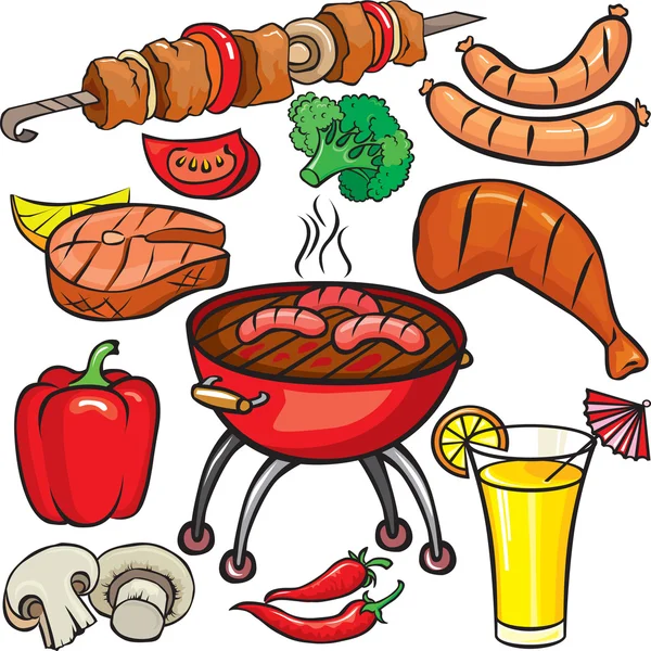 Set di icone per barbecue — Vettoriale Stock