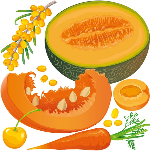 Set di prodotti di carotene — Vettoriale Stock