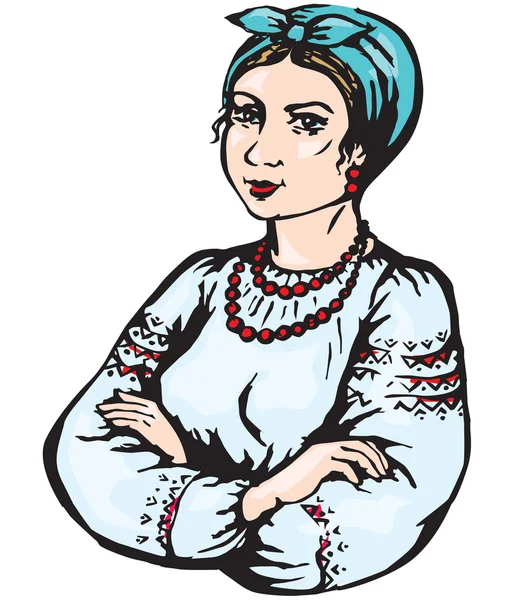 Femme en robe ethnique — Image vectorielle