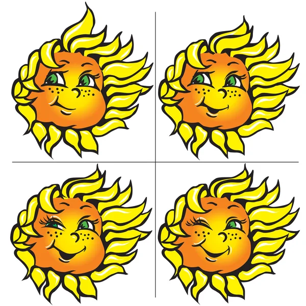 Vector grappige zonnebloemen met een glimlach — Stockvector