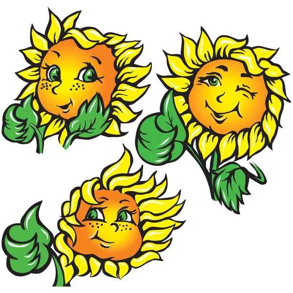 Vektor lustige Sonnenblume zeigt ok — Stockvektor