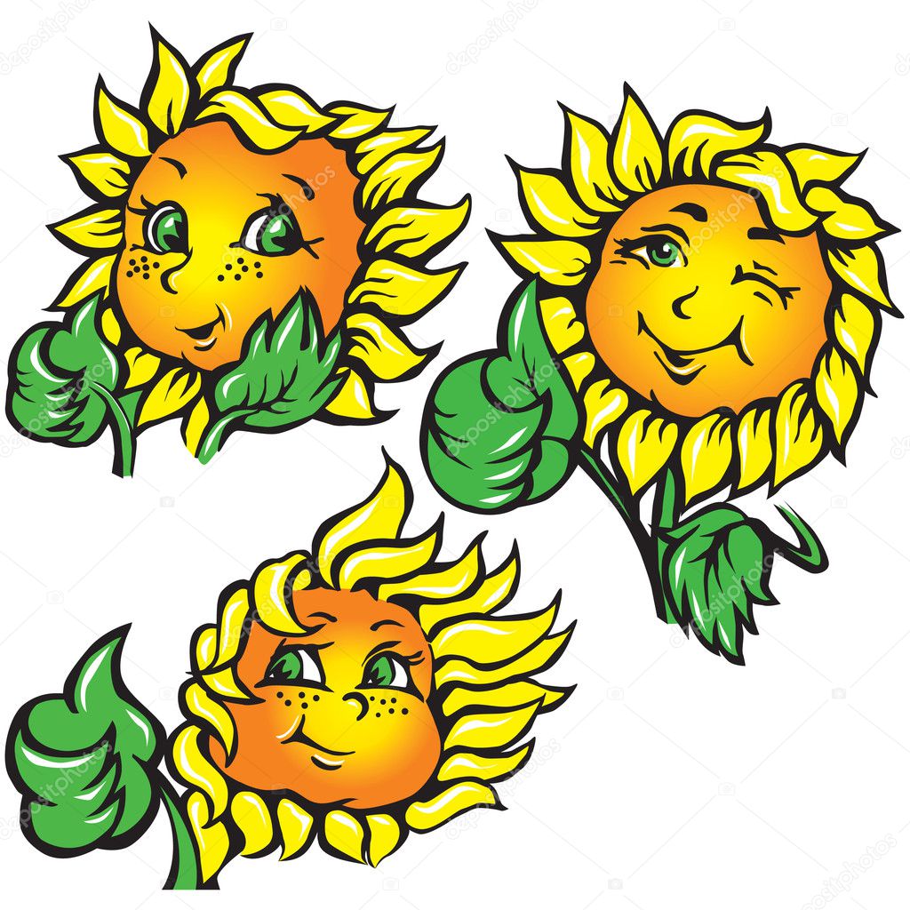 Vector funny sunflower shows ok