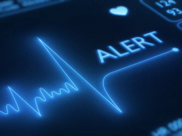 Сигнал тревоги на мониторе сердца — стоковое фото