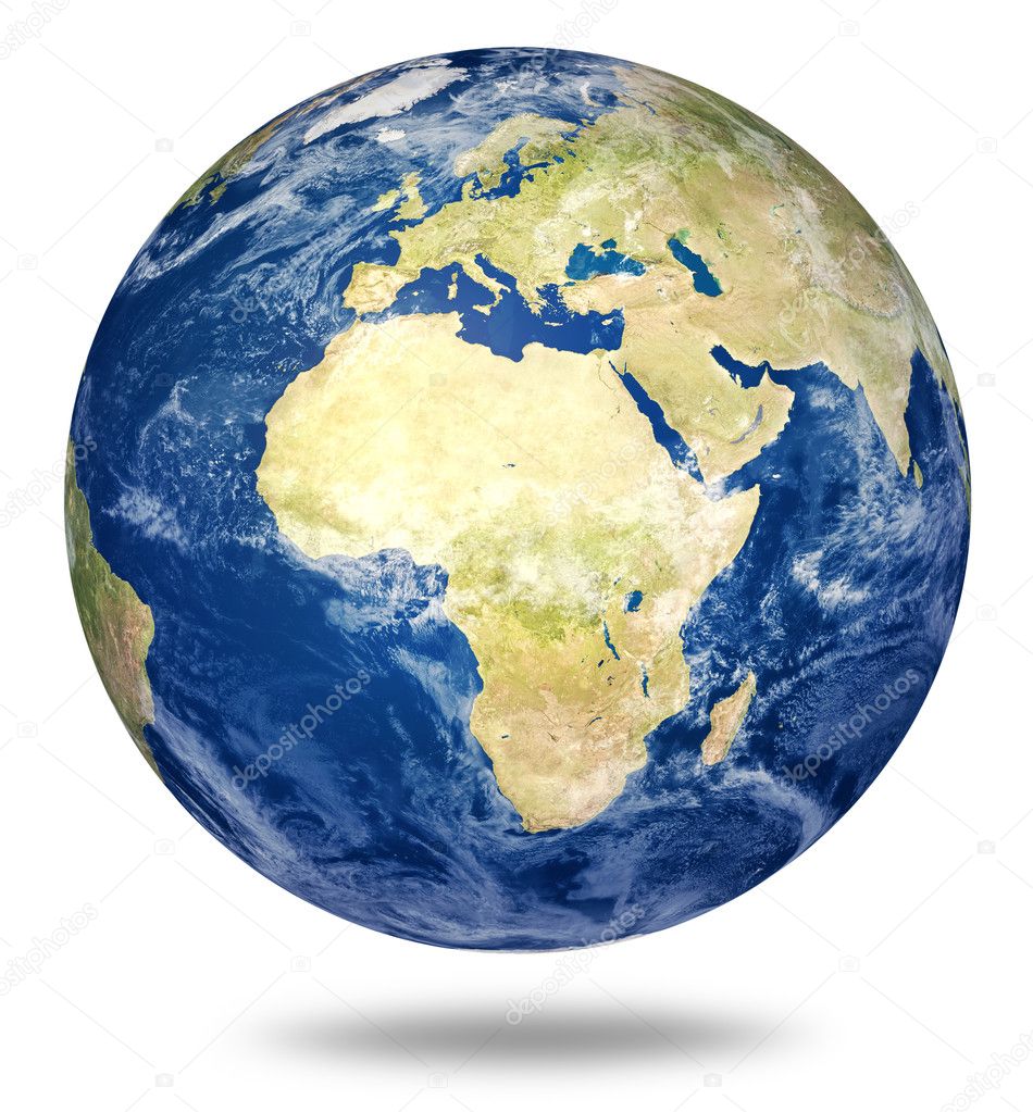 Planet earth on white - Africa and European