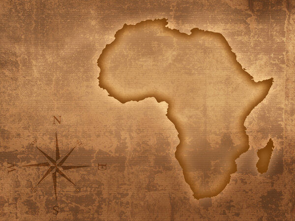 Africa map designed on old grungy and stained paper (Map derived from http://visibleearth.nasa.gov )
