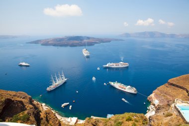 Cruise ships in Santorini, Greece clipart