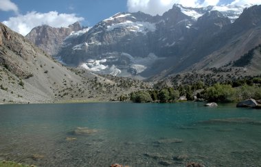 Kulikalon wall and transparent water of Bibijanat lake. clipart