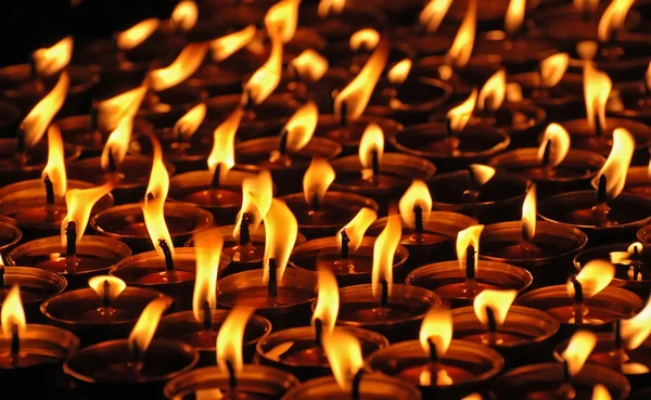 stock image Candles in the Tibetan monastery, Nepal.