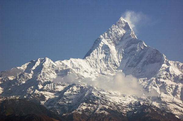 Machapuchare - majestic mountain peak in Himalaya.