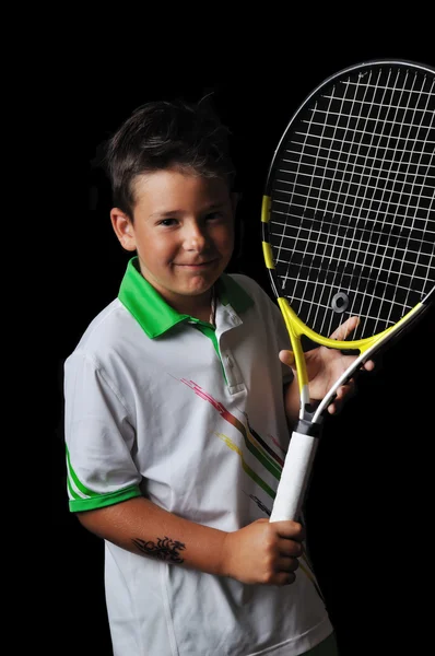 Chłopiec tenis na białym tle w kolorze czarnym — Zdjęcie stockowe