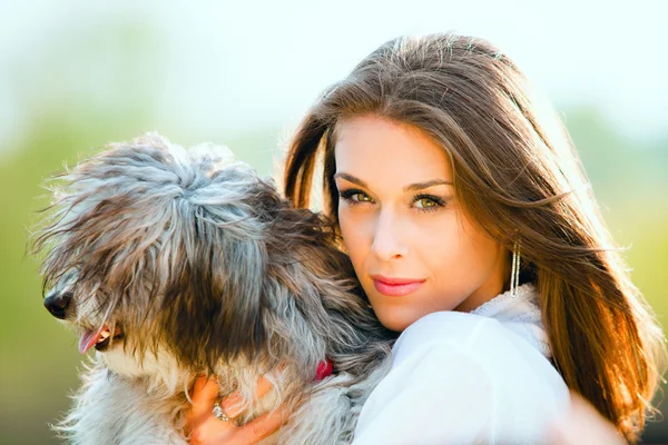 Žena a pes — Stock fotografie