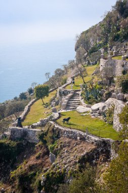 Ancient hillside garden of eze village clipart