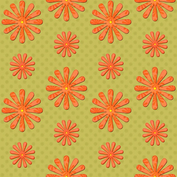 Orange daisy seamless background on green — Stock Photo, Image