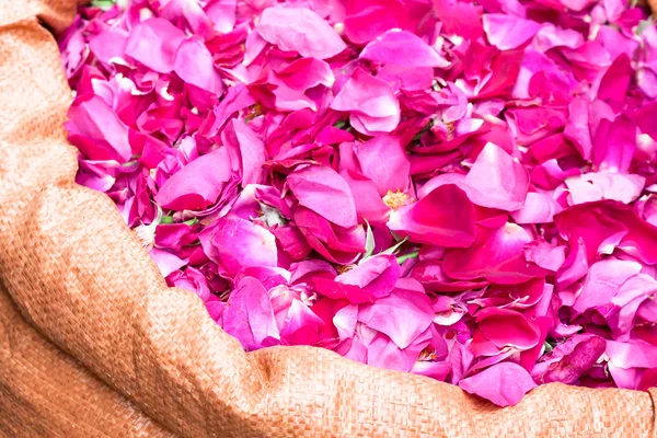 Bag of edible rose petals Stock Photo