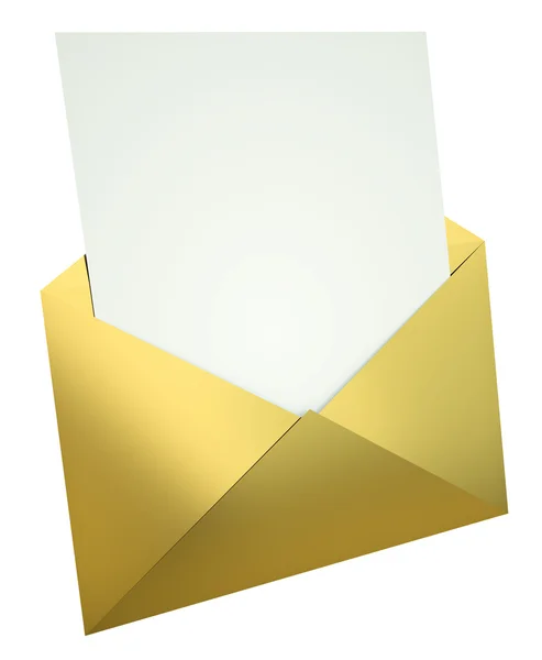 Carta em envelope dourado — Fotografia de Stock