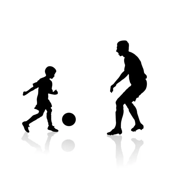 Silhouette des joueurs de football — Image vectorielle