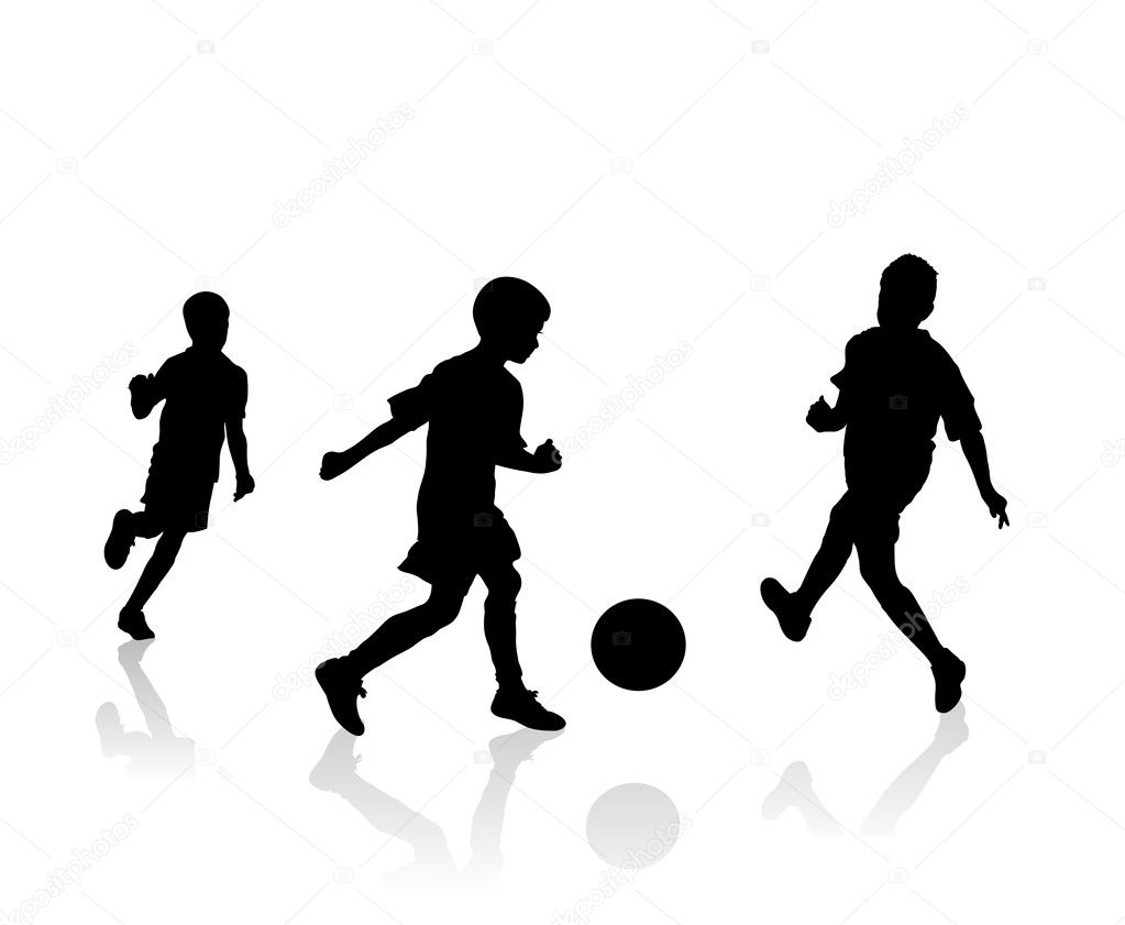 Soccer players silhouette
