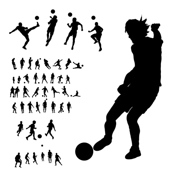 Voetbal spelers silhouet — Stockvector