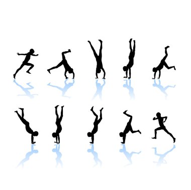 Little gymnast silhouettes clipart