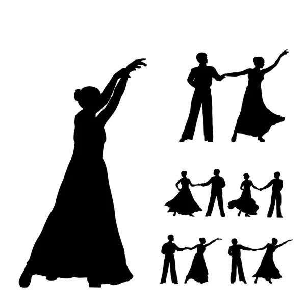Силуэты танцоров — стоковый вектор