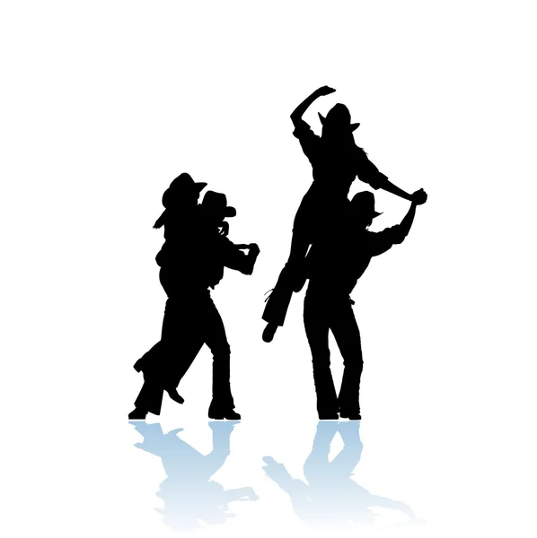 Cowboy ballerina silhouette — Vettoriale Stock