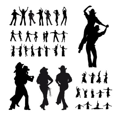 Man and girl dancer silhouette