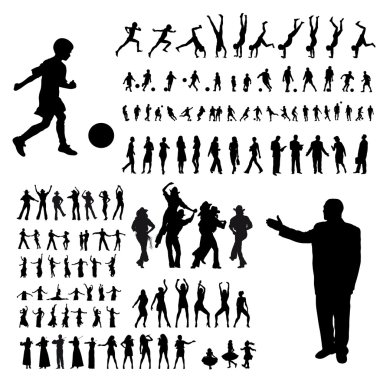 Active silhouette set clipart