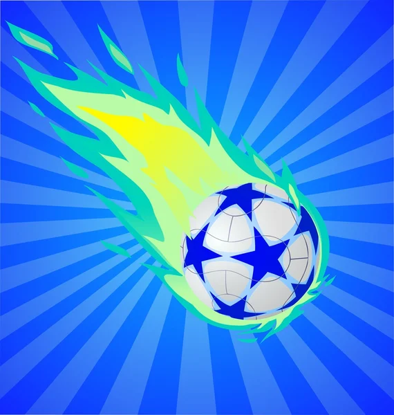Bola de fútbol ardiente — Vector de stock