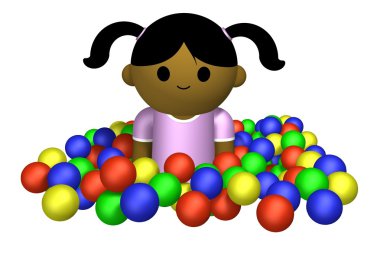 Girl playing in ball pool clipart