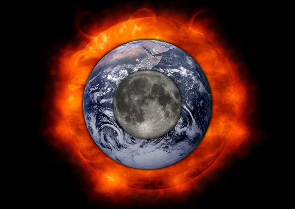 Γη φεγγάρι ήλιο — Φωτογραφία Αρχείου