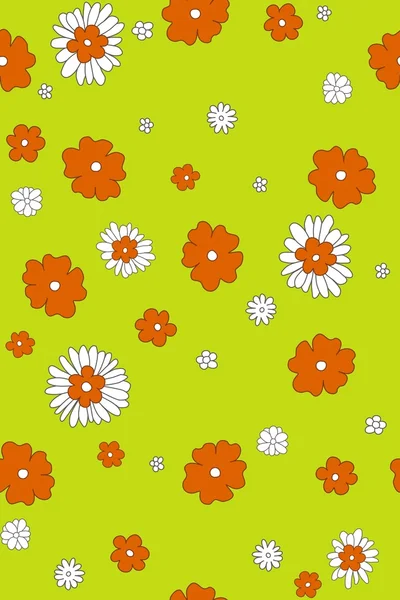 Seamless orange & white flowers — Stock Photo, Image