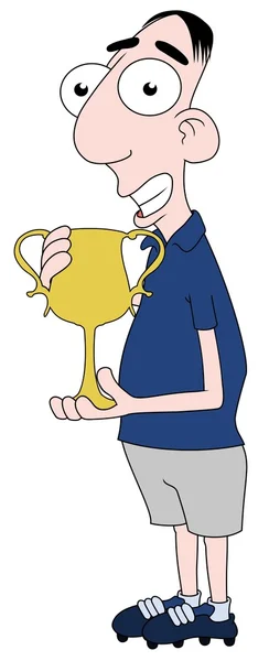 Футболист держит трофей — стоковое фото