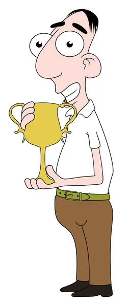 Man holding trophy — Stock Photo, Image