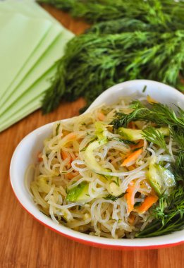 Rice noodles with vegetables clipart