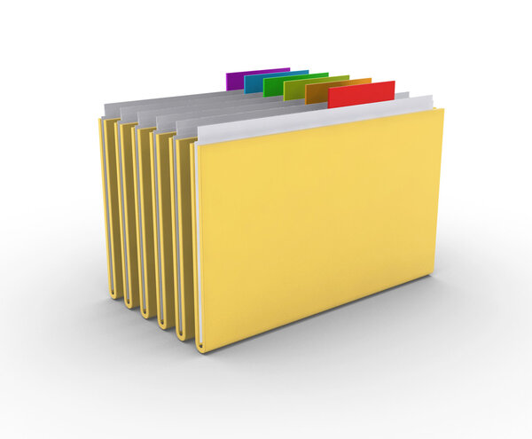 Folders on the white background. 3d concept