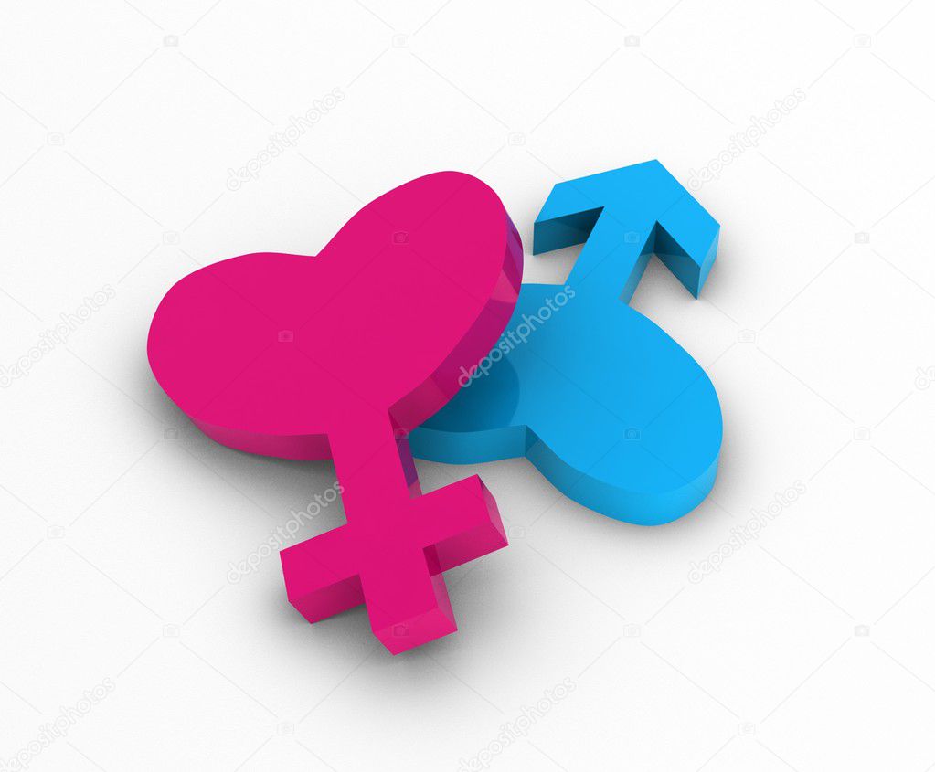 Male and female signs 3d